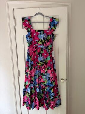 London Times Pink Blue Green Floral Maxi Dress